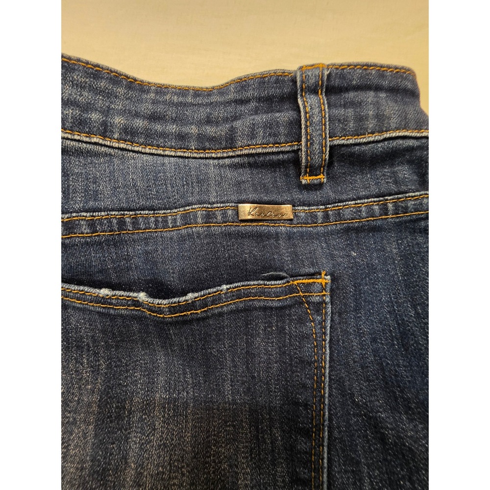 KanCan Women 2XL Dark Wash Flare Jeans Mid Rise Raw Hem Plus Size boho indie Y2K - Picture 5 of 8